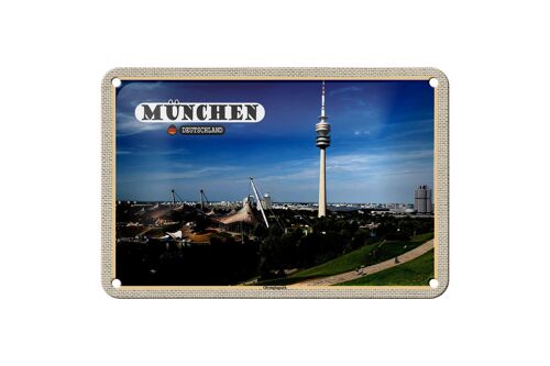 Blechschild Städte München Olympiapark Fernseherturm 18x12cm Schild