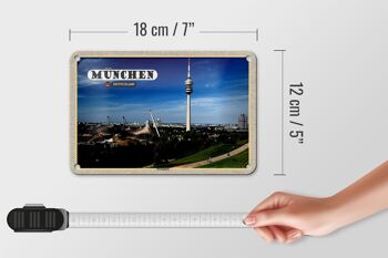 Panneau en étain pour villes, tour de télévision du parc olympique de Munich, 18x12cm 5