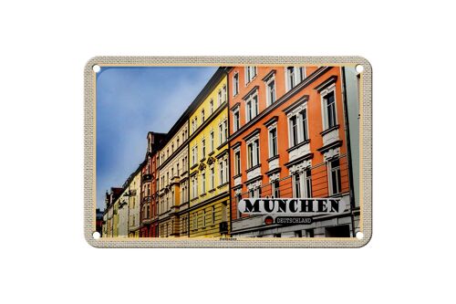 Blechschild Städte München Haidhausen Gebäude 18x12cm Dekoration