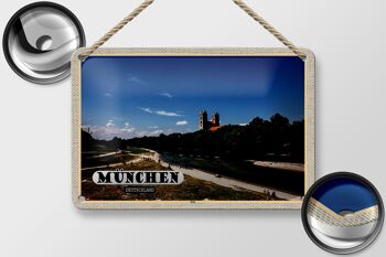 Panneau en étain pour villes, Munich, château Isar, rivière, 18x12cm, décoration 2