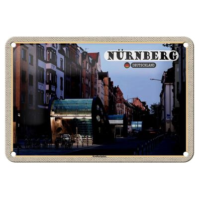 Cartel de chapa con ciudades de Nuremberg, Kaulbachplatz, arquitectura, 18x12cm