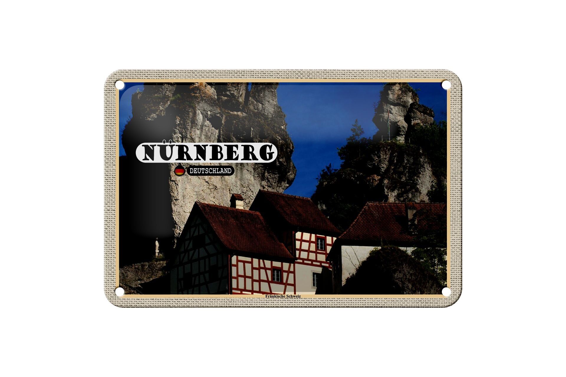 Targa in metallo città Norimberga Svizzera Francone 18x12 cm decorazione