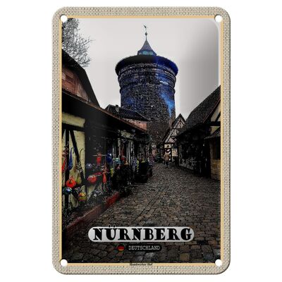 Tin sign cities Nuremberg craftsman courtyard old town 12x18cm decoration