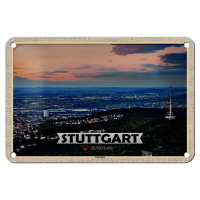 Targa in metallo città Stoccarda vista Degerloch 18x12 cm decorazione