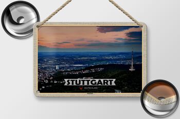 Plaque en tôle villes Stuttgart vue de Degerloch 18x12cm décoration 2