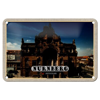 Cartel de chapa con decoración del edificio del Teatro Estatal de Nuremberg, 18x12cm
