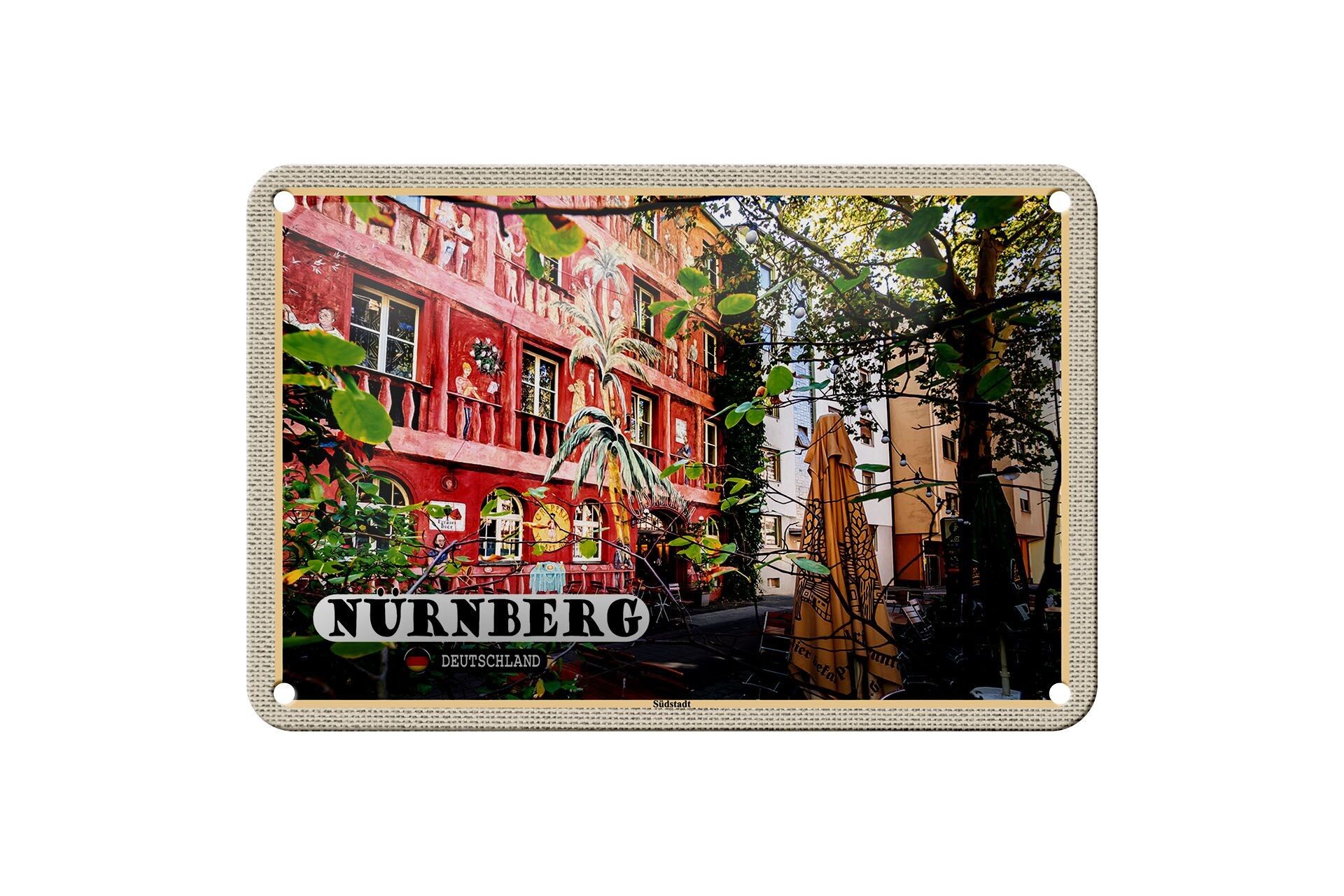 Targa in metallo Città Norimberga Südstadt Art Square 18x12 cm Decorazione