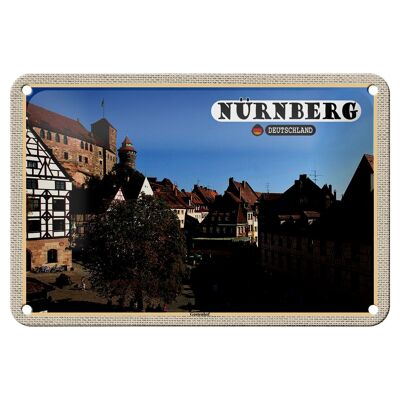 Cartel de chapa con decoración de ciudades, casco antiguo de Nuremberg, Gostenhof, 18x12cm