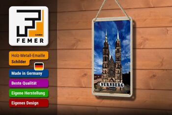 Panneau en étain pour villes, Nuremberg, Lorenzkirche, architecture, 12x18cm 3