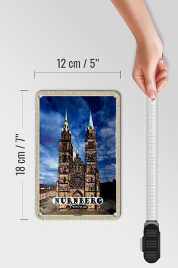 Panneau en étain pour villes, Nuremberg, Lorenzkirche, architecture, 12x18cm 5