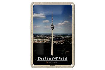 Panneau en étain villes tour de télévision de Stuttgart, décoration de ville 12x18cm 1