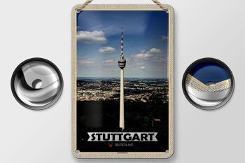 Panneau en étain villes tour de télévision de Stuttgart, décoration de ville 12x18cm 2