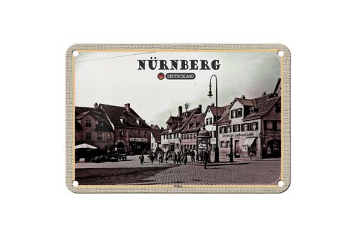 Blechschild Städte Nürnberg Wöhrd Altstadt Gemälde 18x12cm Dekoration