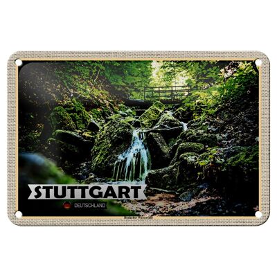 Targa in metallo Città Stoccarda Heslach Cascate 18x12 cm Decorazione