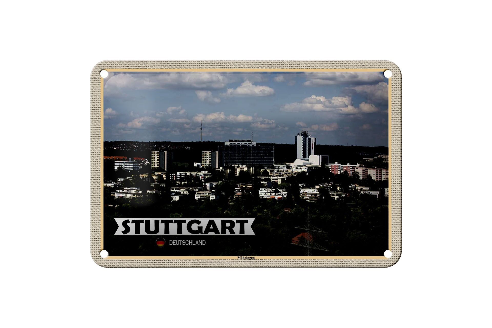 Targa in metallo Città Stoccarda Möhringen City Nature 18x12 cm Decorazione