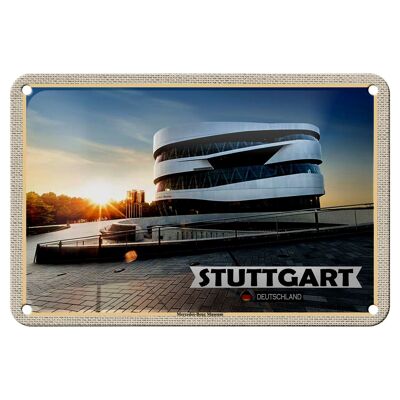 Cartel de chapa ciudades Stuttgart Museo Mercedes-Benz 18x12cm decoración