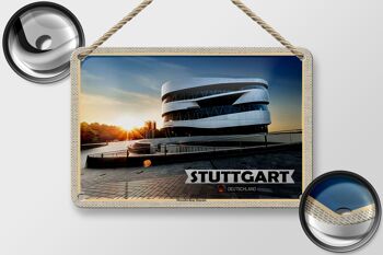 Plaque en tôle villes Stuttgart Mercedes-Benz Museum 18x12cm décoration 2