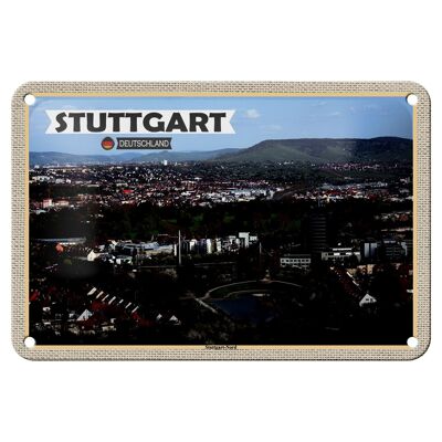 Cartel de chapa con decoración de ciudades, Stuttgart, norte de Alemania, 18x12cm