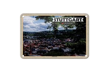 Plaque en tôle avec vue sur la ville de Stuttgart Ouest, 18x12cm, décoration 1