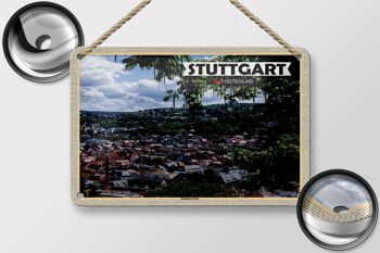 Plaque en tôle avec vue sur la ville de Stuttgart Ouest, 18x12cm, décoration 2