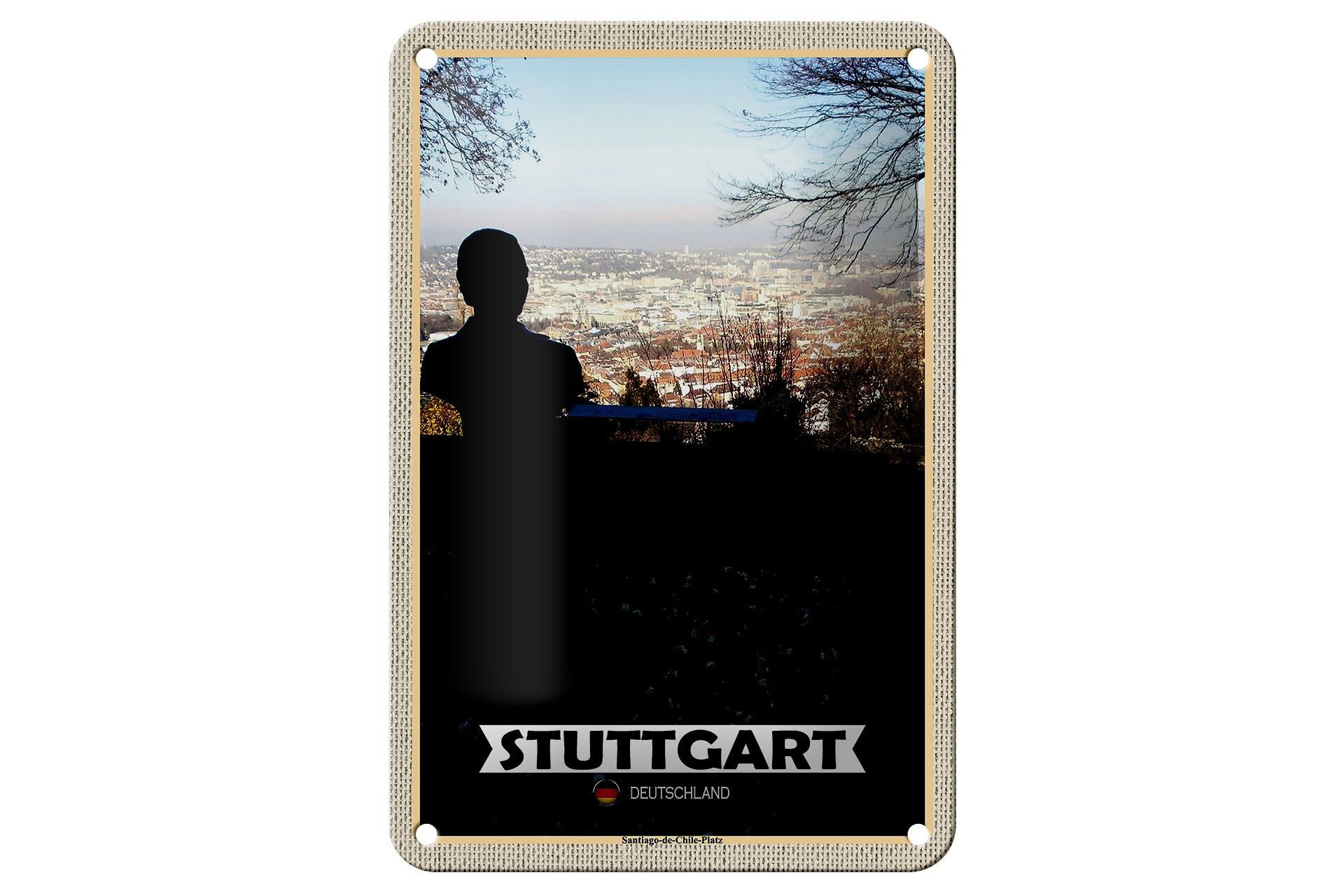 Targa in metallo Città Stoccarda Santiago-de-Chie-Platz 12x18 cm