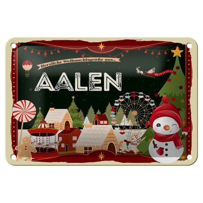 Cartel de chapa Saludos navideños AALEN decoración de regalo 18x12cm