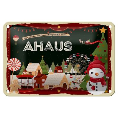 Cartel de chapa Saludos navideños de AHAUS decoración de regalo 18x12cm