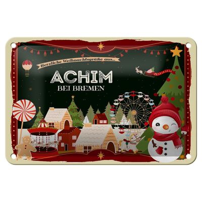 Blechschild Weihnachten Grüße ACHIM BEI BREMEN Geschenk Schild 18x12cm