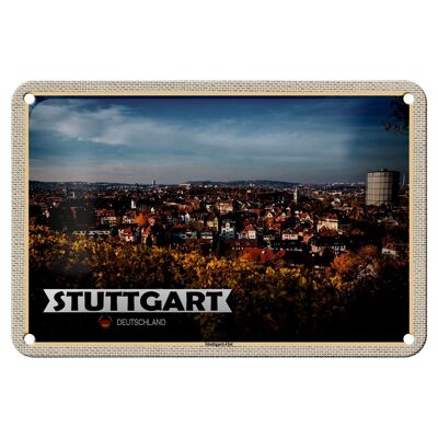 Cartel de chapa con decoración de ciudades, casco antiguo este de Stuttgart, naturaleza, 18x12cm