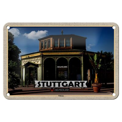 Cartel de chapa ciudades Stuttgart Wilhelma arquitectura 18x12cm decoración