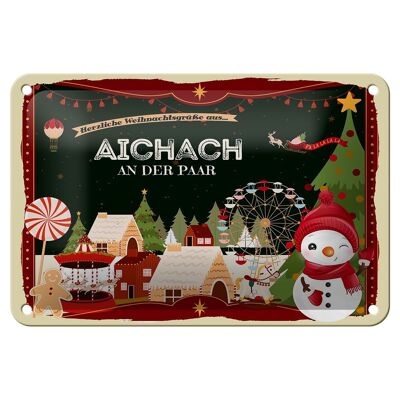 Targa in metallo auguri di Natale decorazione AICHNACH AN DER PAAR 18x12cm
