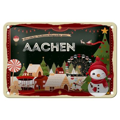 Cartel de chapa Saludos navideños AACHEN decoración de regalo 18x12cm