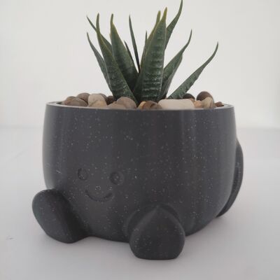 Round flowerpot with arms and happy face - Home and garden