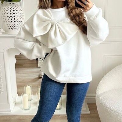 Oversized plain sweater with big bow - LILAC