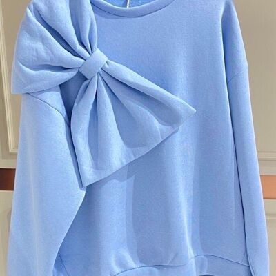 Plain oversized sweater with big bow - LILAC