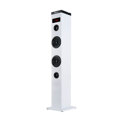 Système Tour 50W NGS Sky Charm Blanc Compatible avec la Technologie Bluetooth (USB/Radio FM/AUX). Entrée optique