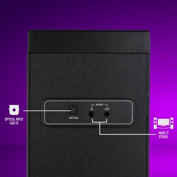 NGS Ciel Charme 2.1 système tour complet avec puissance de sortie de 80 W compatible avec la technologie Bluetooth (USB/FM Radio/AUX). Entrée optique. La couleur noire. 4