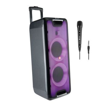 NGS WILD JRAVE 2 : ENCEINTE DE FÊTE PORTABLE AVEC LUMIÈRES LED COMPATIBLE AVEC LA TECHNOLOGIE BLUETOOTH-TWS-300W -USB-AUX IN. MICROPHONE INCLUS. 10H D'AUTONOMIE 1