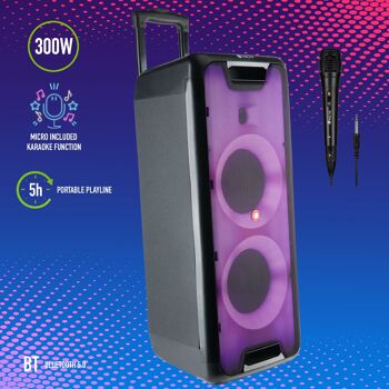 NGS WILD JRAVE 2 : ENCEINTE DE FÊTE PORTABLE AVEC LUMIÈRES LED COMPATIBLE AVEC LA TECHNOLOGIE BLUETOOTH-TWS-300W -USB-AUX IN. MICROPHONE INCLUS. 10H D'AUTONOMIE 2