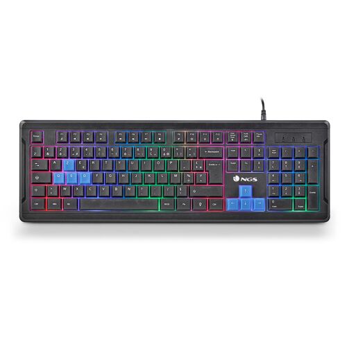 NGS GKX-305 GAMING KEYBOARD: LED LIGHTS GAMING KEYBOARD WITH MULTIMEDIA KEYS. Full-size keyboard layout. USB connection.“Plug&Play”