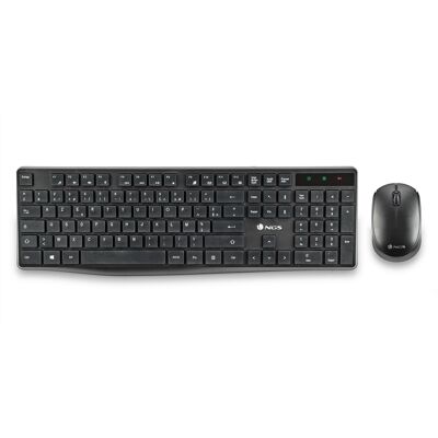 NGS ALLURE KIT FRENCH: MULTIMEDIA WIRELESS KEYBOARD + MOUSE SET. PLUG AND PLAY. 1200 DPI, QUIET TYPING. COLOR BLACK