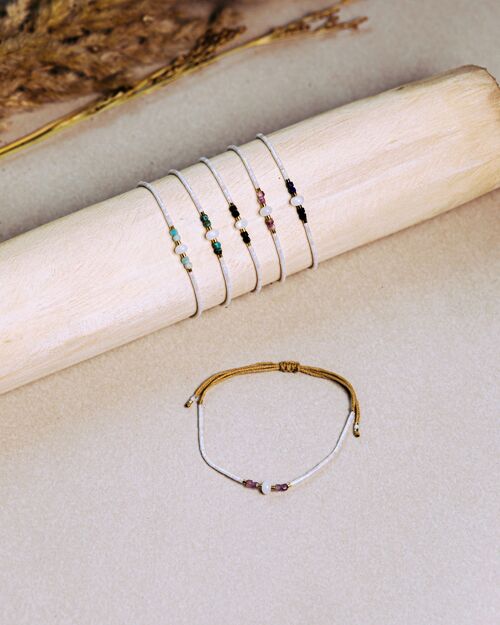 Bracelets nacre elipse pierres et perles blanches Lumineuses