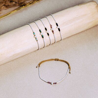 Bracelets nacre elipse pierres et perles blanches Lumineuses