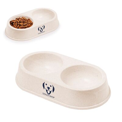 Water and food bowl made of bamboo fibre