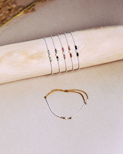 Bracelets nacre Heishi pierres et perles blanches Lumineuses