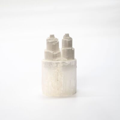 Selenit-Zwillingsturm-Kristall 15 cm – keine Lampe