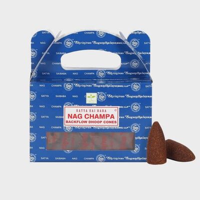 Conos Satya Backflow Dhoop - Paquete de 24 - Nag Champa