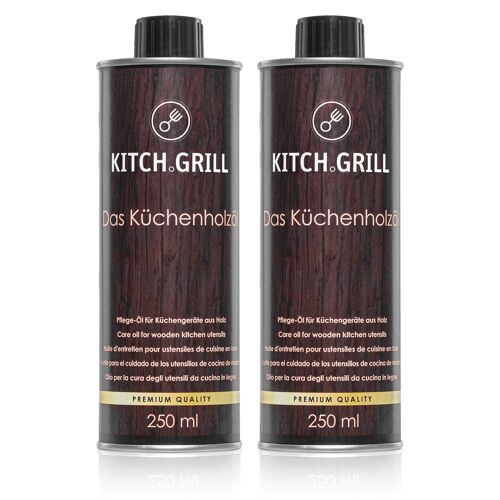 Kitch.Grill Küchenholzöl | Pflege für Schneidebretter und hölzerne Küchenutensilien Doppelset