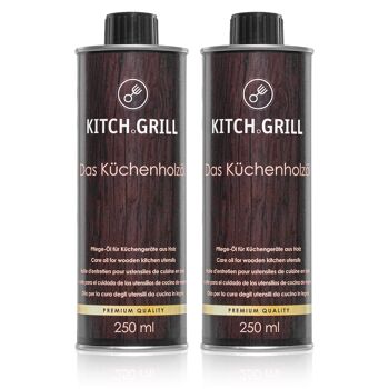 Kitch.Huile de bois de cuisine grill | Entretien des planches à découper et des ustensiles de cuisine en bois, double set