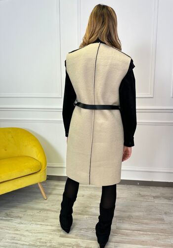 Veste sans manche avec ceinture effet laine bouillie - MING 2